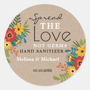 Kraft Spread Liebe Hand Sanitizer Blumenhochzeit Runder Aufkleber