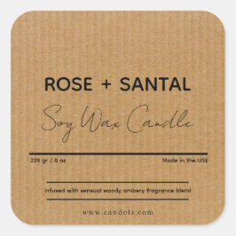Kraft Square Custom Candle Label, Personalisiert Quadratischer Aufkleber