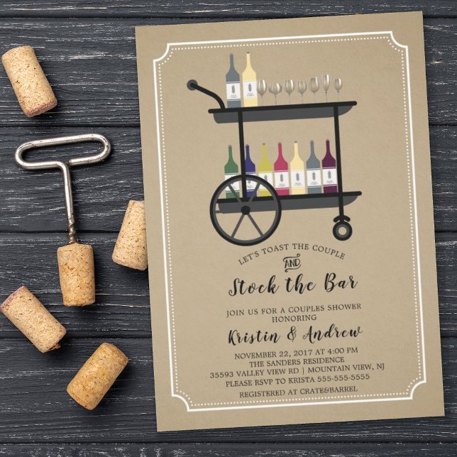 Kraft Stock the Bar Couples Shower Invitation (Créateur téléchargé)