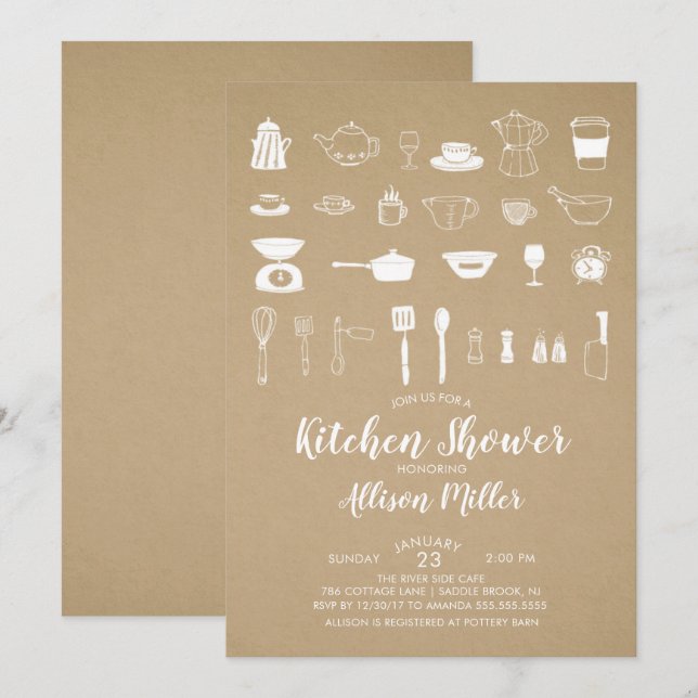 Kraft Stock The Kitchen Bridal Shower Invitation (Devant / Derrière)