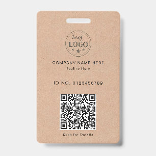 Kraft Style ID Ausweis – Logo & scannbarer QR