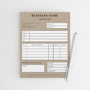 Kraft Style Simple Small Business Sales Rechnung Briefbogen