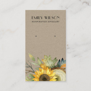 KRAFT SUNFLOWER FALL AUTUMN STUD EARRING DISPLAY VISITENKARTE
