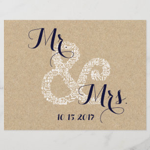 Kraft Sunflower Mariée programme de mariage Flyers
