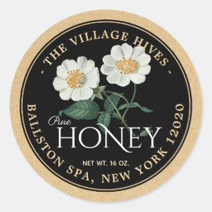 Kraft sur Étiquette de miel noir (Floral Vintage)