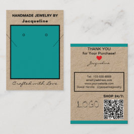 Kraft Teal Necklace Earrings Logo Website QR Code Visitenkarte