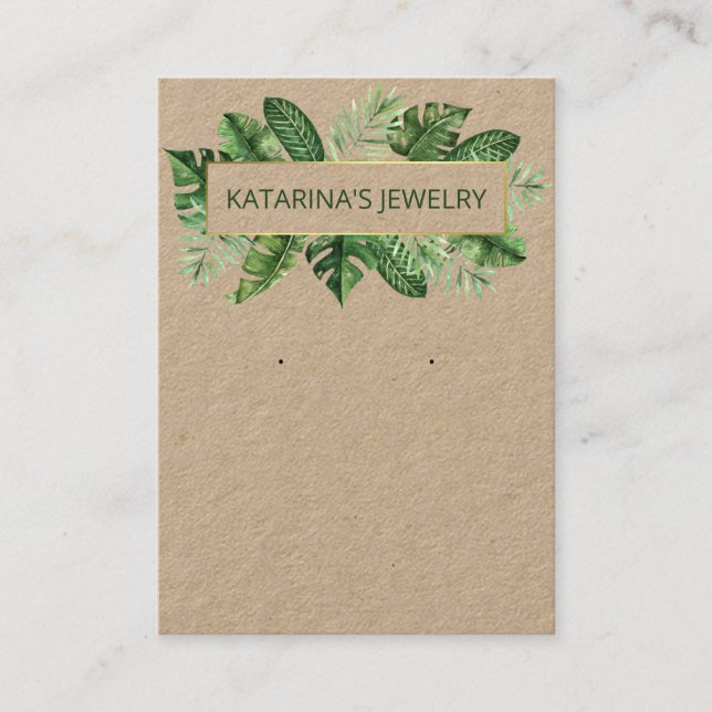 Kraft Tropical Blätter Necklace & Earring Display Visitenkarte (Vorderseite)