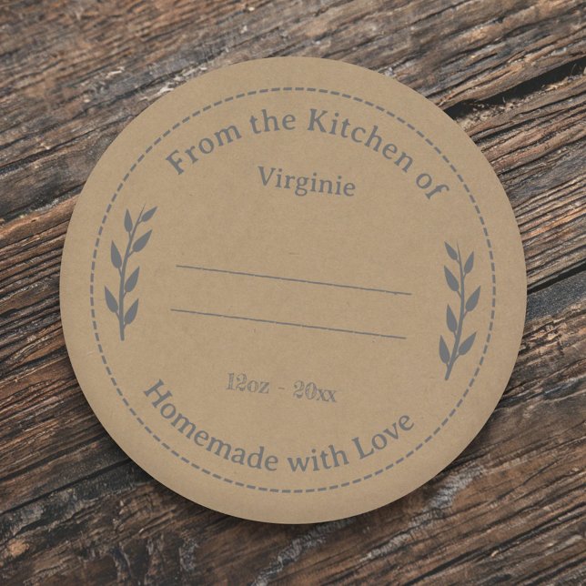 Kraft und rustikal, aus Liebe, graue Aufkleber (Kraft & Rustic Made with Love Gray Label Sticker)
