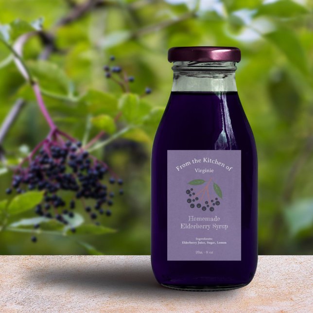 Kraft- und Rustikale Hautbeere Sirup Flasche Etike Weinetikett (Kraft & Rustic Elderberry Syrup Bottle Label)