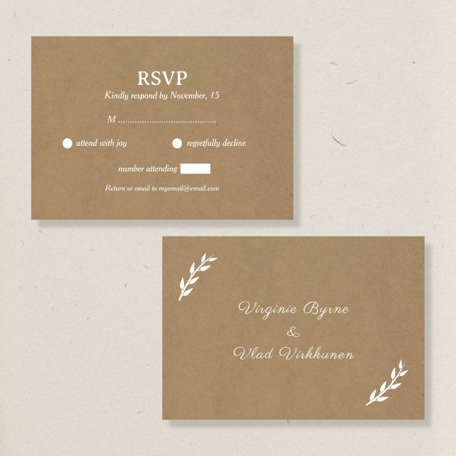 Kraft- und Rustikale Hochzeitskarte RSVP Karte (Von Creator hochgeladen)