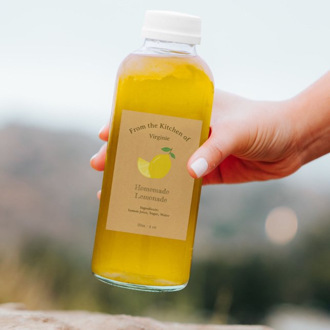 Kraft- und Rustikale Lemon- und Lemonade-Flaschene Weinetikett (Kraft & Rustic Lemonade Bottle Label)