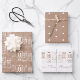 Kraft und Weiß im modernen Skandinavien Geschenkpapier Set
