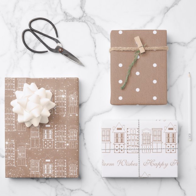 Kraft und Weiß im modernen Skandinavien  Geschenkpapier Set (Vorderseite)