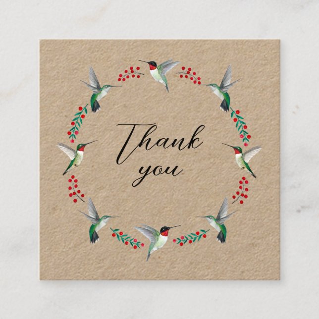 Kraft Vielen Dank Hummingbird Wreath Quadratische Visitenkarte (Vorderseite)