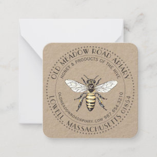 Kraft Vintag Bee Honey Jar Tag oder Business Card Mitteilungskarte