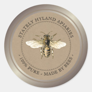 Kraft Vintag Honey Jar Label Runder Aufkleber