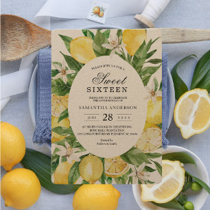 Kraft Vintage gelbe Lemonen Rahmen Einladung