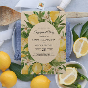 Kraft Vintage gelbe Lemonen Rahmen Einladung