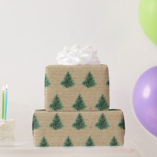 Kraft Wasserfarbe Weihnachtsgrün Pine Tree Geschenkpapier