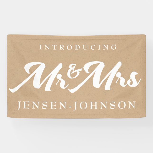 Kraft White Neutral Mr. & Mrs. Wedding Banner Deco (Horizontal)