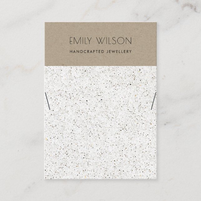 KRAFT WHITE TERRAZZO TEXTURE NECKLACE DISPLAY LOGO VISITENKARTE (Vorderseite)