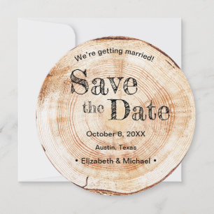 Kraft Wood Disk Slice Simulation Print Wedding Einladung
