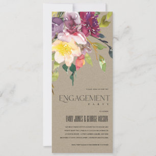 KRAFT YELLOW BLUSH BURGUNDDY FLORAL VERLOBUNG EINLADUNG