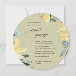 KRAFT YELLOW GREEN FLORAL BABY SHOWITE EINLADEN DANKESKARTE