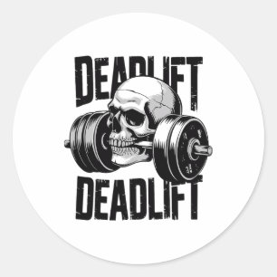 Kraftdreikampf-Totlast-Hebeskull-Skelett-Training Runder Aufkleber