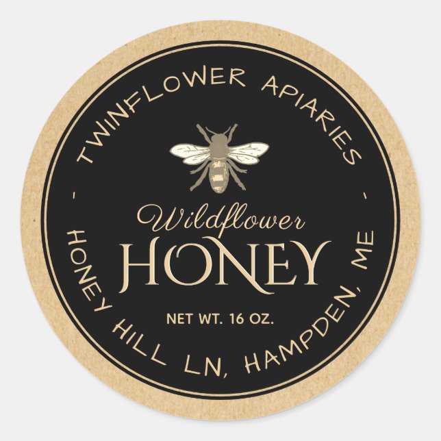 Krafthandgeschriebenes Black Honey Label (Heraldic Runder Aufkleber (Vorderseite)
