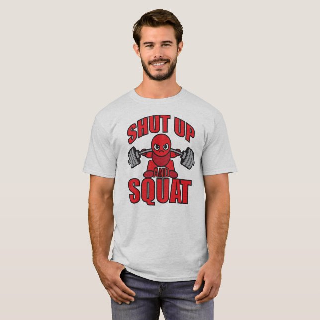 Kraftheben - Halt und Squat - Kawaii Leg Day T-Shirt (Vorne ganz)