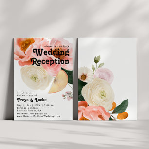 Kräftige bunte Blumen Hochzeitsempfang Einladung