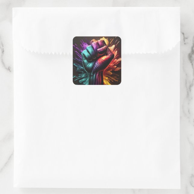 kräftige Farben Quadratischer Aufkleber (Tasche)