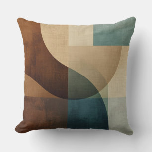 Kräftiges Braun Beige Blau Grün Abstrakt Colorbloc Kissen