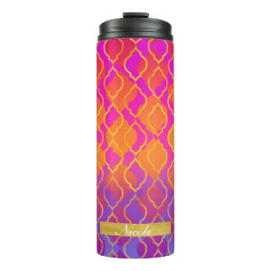 Kräftiges Orange Pink Gold Fuchsia Moderne Chic Mu Thermosbecher