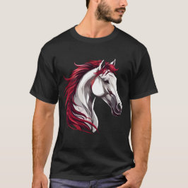 Kräftiges und starkes Pferd, grau, schwarz und wei T-Shirt