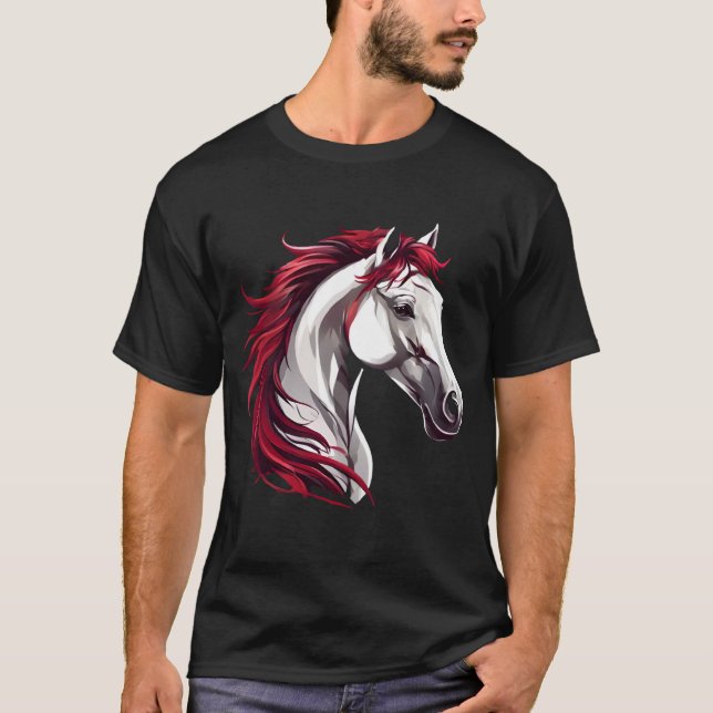Kräftiges und starkes Pferd, grau, schwarz und wei T-Shirt (Vorderseite)