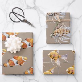 Kraftpapier Aquarium 4 Geschenkpapier Set