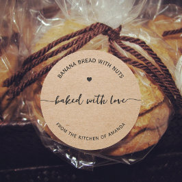 Kraftpapier Gebacken mit Liebe aus der Küche von Runder Aufkleber