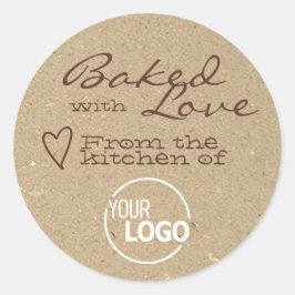 Kraftpapier gebacken mit Liebe Logo Template Heart Runder Aufkleber