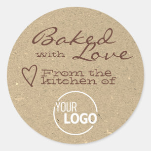 Kraftpapier gebacken mit Liebe Logo Template Heart Runder Aufkleber