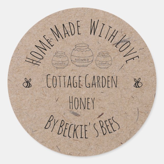 Kraftpapier | Honey Jar Label Runder Aufkleber (Vorderseite)