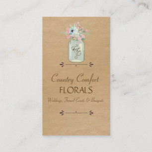 Kraftpapier-Look Rustikales Mason-Glas Moderne Flo Visitenkarte