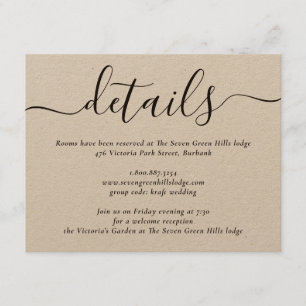Kraftpapier Moderne Schrift Hochzeit Begleitkarte