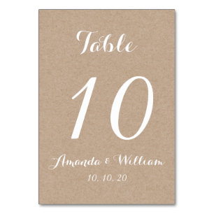 Kraftpapier-Schrift Hochzeitstisch-Nummernkarte Tischnummer