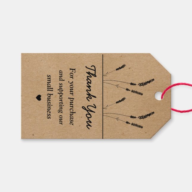 Kraftpapier Vielen Dank Geschenkanhänger (Vorderseite (Horizontal))