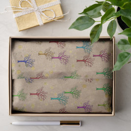 Kraftpapiere Trees Gold Stars Tissue Paper Seidenpapier