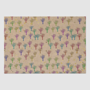 Kraftpapiere Trees Gold Stars Tissue Paper Seidenpapier