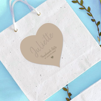 Kraftpapierhandgefertigt mit Liebe Herz Individuel Herz-Aufkleber