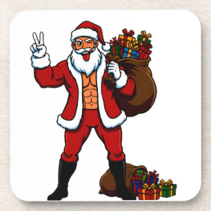 Kraftprotz-Weihnachtsmann Friedenszeichen! Zerriss Getränkeuntersetzer